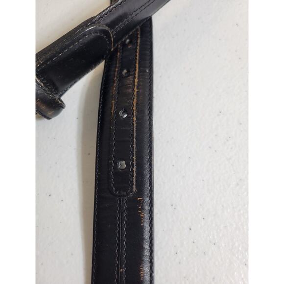 Belt Men's Black Genuine Leather Work Casual Dress Solid Brass Buckle Size 40 - Picture 5 of 12